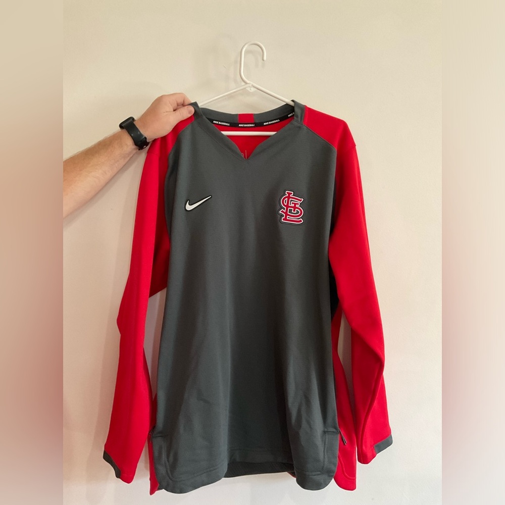 Grey & Red Cardinals Pullover - Nike Baseball